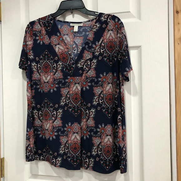 Dana Buchman Blouse Shirt Large Release Pleat - Picture 1 of 5
